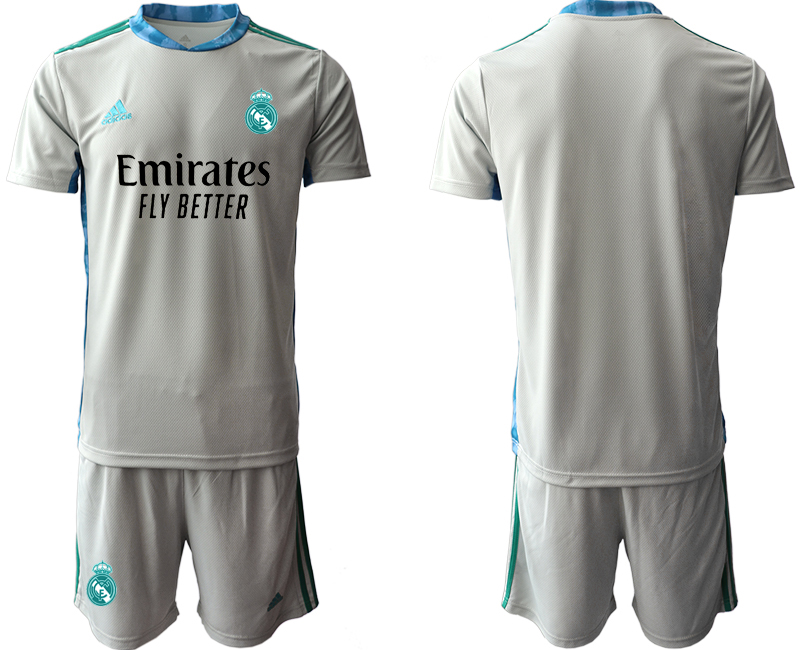 Men 2020-2021 club Real Madrid grey goalkeeper blank Soccer Jerseys->real madrid jersey->Soccer Club Jersey